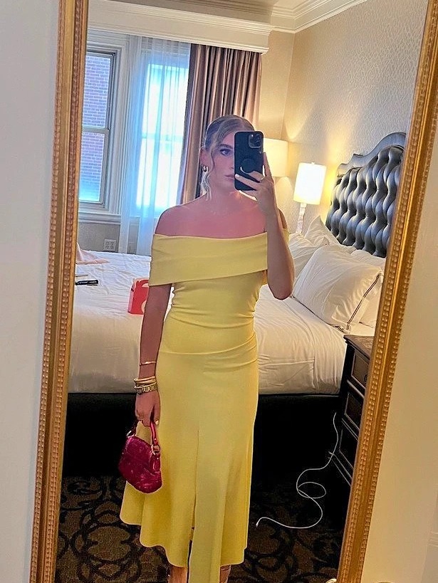 Laagam Yellow Off-Shoulder Midi Dress Like New. S — image 2 of 2